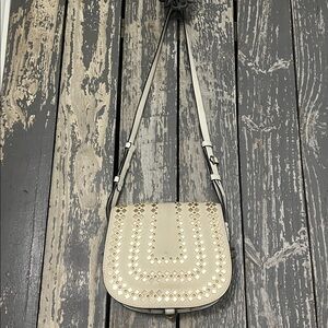 Tory Burch Studded Cream Crossbody Bag Leather